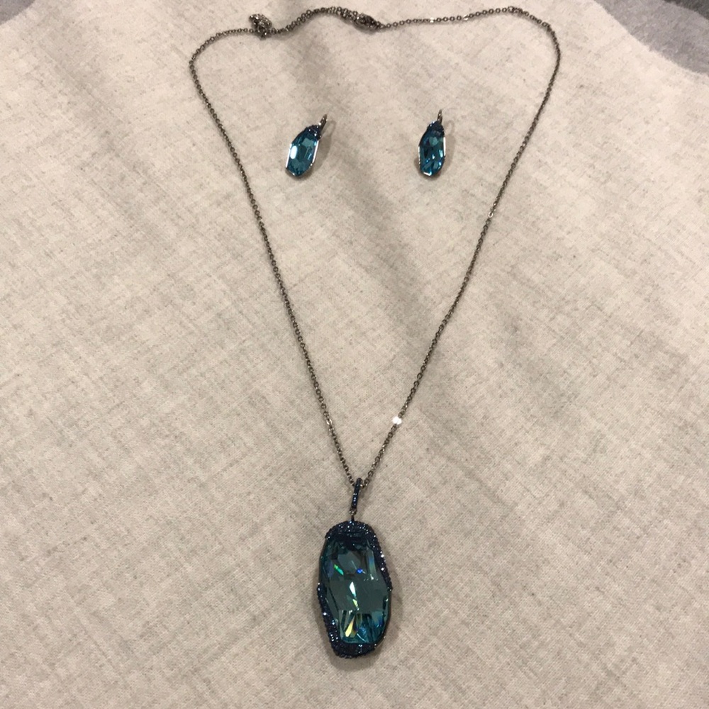 Never Worn Swarovski Blue Crystal Set